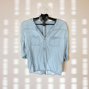 Soho Light Blue Blouse with Button Detail